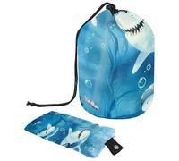 Trousse de maquillage avec cordon de serrage, grande capacité, trousse de toilette de voyage avec petite fermeture éclair, sac de toilette portable pour femme, tortue et tournesol, Multicolore 16.,