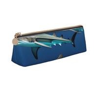 Trousse de maquillage avec fermeture éclair et motif requins marteaux, grande capacité, motif triangulaire, pour outils d'écriture