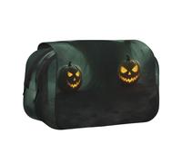 Trousse de maquillage avec fermeture éclair Motif fantôme vert Halloween Citrouille