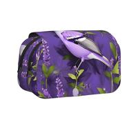 Trousse de maquillage avec fermeture éclair Motif oiseaux violets Lavande