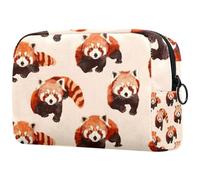 Trousse de maquillage avec fermeture éclair Motif pandas rouges pour femme, multicolore, 18.5x7.5x13cm/7.3x3x5.1in, Trousse de toilette