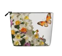 Trousse de maquillage avec fermeture éclair pour femme, motif papillons, narcisses, fleurs, Papillons Narcisse Fleurs, One Size, Trousse de maquillage