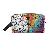 Trousse de maquillage avec fermeture éclair pour femmes et filles - Grande capacité - Imprimé papillon violet - Trousse de toilette de voyage avec poignée, Avantage du cerveau gauche et droit, Taille