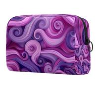 Trousse de maquillage avec fermeture éclair - Sans couture - Motif tourbillon rose - Étanche - Cadeau d'anniversaire pour femmes et filles, multicolore, 18.5x7.5x13cm/7.3x3x5.1in, Art Déco