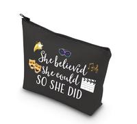 Trousse de maquillage avec fermeture éclair sur le thème du théâtre « She Believed She Could So She Did », Blk-theatre, SAC