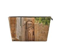 Trousse de maquillage avec impression architecture, rues, maisons, trousse de maquillage pour sac à main, trousse de beauté étanche pour femmes et filles, doré, Taille unique, Trousse de beauté