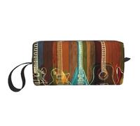 Trousse de maquillage avec impression artistique de guitares - Trousse de maquillage durable - Cadeau essentiel pour homme et femme, blanc, Taille unique