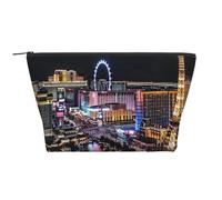 Trousse de maquillage avec impression artistique de singe trapézoïdale - Organiseur de voyage élégant pour beauté et cadeaux pour femmes et filles, Las Vegas Night View, Taille unique, Trousse de