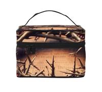 Trousse de maquillage avec impression couronne d'épines pour femme - Trousse de voyage portable avec pochette intérieure et poignée