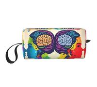 Trousse de maquillage avec impression d'avantage du cerveau gauche et droit, trousse de maquillage durable, sac de voyage, cadeau essentiel pour homme et femme, blanc, Taille unique