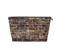 Trousse de maquillage avec impression de fond de mur de brique industrielle, petite trousse de toilette portable avec fermeture éclair dorée pour femmes et filles, Argenté., One Size, Classique
