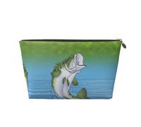 Trousse de maquillage avec impression de pêche sautant hors de l'eau, trousse de maquillage pour sac à main, trousse de beauté étanche pour femmes et filles, doré, Taille unique, Trousse de beauté