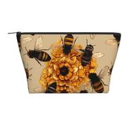 Trousse de maquillage avec impression d'instruments de musique pour femme - Trapézoïdale - Trousse de toilette avec fermeture éclair - Organiseur d'accessoires, Honey Bees., Taille unique, Trousse de