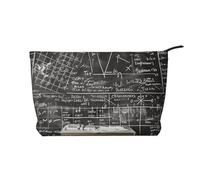 Trousse de maquillage avec impression mathématique, petite trousse de maquillage pour sac à main en velours côtelé, trousse de maquillage de voyage multifonctionnelle avec fermeture éclair en métal