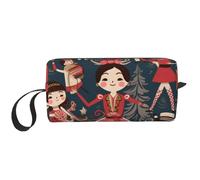 Trousse de maquillage avec impression volcanique pour femme et fille - Portable - Trousse de maquillage de voyage avec poignée, Ballerines Casse-Noisette pour femme Motif dessin animé, Taille unique