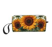 Trousse de maquillage avec impression volcanique pour femme et fille - Portable - Trousse de maquillage de voyage avec poignée, tournesols, Taille unique, Trousse de maquillage