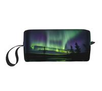 Trousse de maquillage avec imprimé aurores boréales sombres - Durable - Cadeau essentiel pour homme et femme, blanc, Taille unique