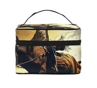 Trousse de maquillage avec imprimé bateau de croisière pour homme et femme, grande trousse de toilette portable à grande ouverture avec poignée, Cool Bull Riding, Taille unique, Trousse de maquillage
