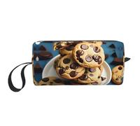 Trousse de maquillage avec imprimé biscuits et pépites de chocolat, sac à maquillage durable, sac de voyage, cadeaux essentiels pour homme et femme, blanc, Taille unique