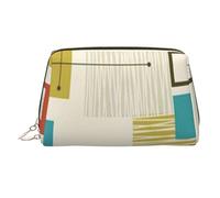 Trousse de maquillage avec imprimé castor coquin pour femme, trousse de maquillage portable en cuir avec fermeture éclair dorée, Moderne du milieu du siècle., One Size, Trousse de maquillage