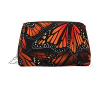 Trousse de maquillage avec imprimé castor coquin pour femme, trousse de maquillage portable en cuir avec fermeture éclair dorée, Papillons monarques., One Size, Trousse de maquillage