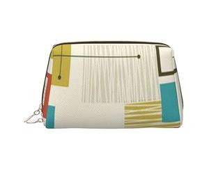 Trousse de maquillage avec imprimé castor coquin pour femme, trousse de maquillage portable en cuir avec fermeture éclair dorée, Moderne du milieu du siècle., One Size, Trousse de maquillage