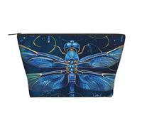 Trousse de maquillage avec imprimé chou lumineux - Trapézoïdale - Rangement élégant pour beauté et cadeaux pour femmes et filles, Libellule bleue., Taille unique, Trousse de maquillage