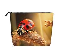 Trousse de maquillage avec imprimé coccinelle pour femme, grande capacité, pochette à fermeture éclair