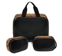 Trousse de maquillage avec imprimé dragon ethnique pour homme et femme, trousse de toilette translucide, trousse de douche, 3 pièces, articles de toilette de voyage, organisateur de cosmétiques,