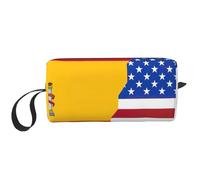 Trousse de maquillage avec imprimé drapeau américain de l'Espagne - Durable - Cadeau essentiel pour homme et femme, blanc, Taille unique