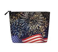 Trousse de maquillage avec imprimé drapeau des États-Unis - Grande capacité - Trousse de maquillage de voyage avec fermeture éclair