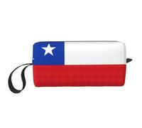Trousse de maquillage avec imprimé drapeau du Chili - Durable - Cadeau essentiel pour homme et femme, blanc, Taille unique