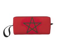 Trousse de maquillage avec imprimé drapeau du Maroc - Durable - Cadeau essentiel pour homme et femme, blanc, Taille unique