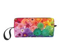 Trousse de maquillage avec imprimé fleurs arc-en-ciel, trousse de maquillage durable, sac de voyage, cadeau essentiel pour homme et femme, blanc, Taille unique