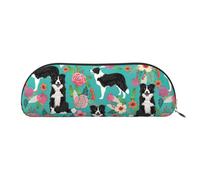 Trousse de maquillage avec imprimé floral Border Collie - Trousse de maquillage - Sac de rangement de voyage - Trousse de toilette - Trousse à crayons, Border Collie Florals, One Size, Border Collie