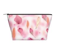 Trousse de maquillage avec imprimé guitare réfléchissante pour femme - Trapézoïdale - Trousse de toilette avec fermeture éclair - Organiseur d'accessoires, Pétales roses., Taille unique, Trousse de
