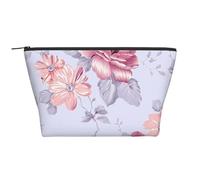 Trousse de maquillage avec imprimé guitare réfléchissante pour femme - Trapézoïdale - Trousse de toilette avec fermeture éclair - Organiseur d'accessoires, Roses rouges florales, Taille unique