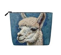 Trousse de maquillage avec imprimé lama alpaga pour femme, trousse de maquillage imitation lin, grande capacité, parfaite pour les voyages et un usage quotidien, Noir , Taille unique