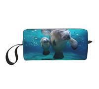 Trousse de maquillage avec imprimé lamantins des Antilles - Durable - Cadeau essentiel pour homme et femme, blanc, Taille unique