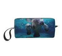 Trousse de maquillage avec imprimé lamantins indiens, trousse de maquillage durable, sac de voyage, cadeau essentiel pour homme et femme, blanc, Taille unique