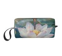 Trousse de maquillage avec imprimé libellule et lotus - Trousse de toilette simple de voyage étanche pour femmes, mamans, filles, blanc, Taille unique, Trousse de toilette