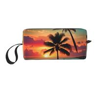 Trousse de maquillage avec imprimé palmier tropical, durable, sac de voyage, cadeau essentiel pour homme et femme, blanc, Taille unique