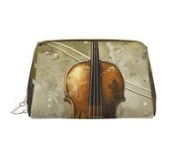 Trousse de maquillage avec imprimé papillon et violoncelle pour femme, trousse de maquillage portable en cuir avec fermeture éclair, blanc, Taille unique, Trousse de maquillage