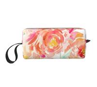Trousse de maquillage avec imprimé pivoine pêche, trousse de maquillage durable, sac de voyage, cadeau essentiel pour homme et femme, blanc, Taille unique