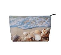 Trousse de maquillage avec imprimé poissons de mer tropicaux, petite trousse de maquillage pour sac à main en velours côtelé multifonctionnelle avec fermeture éclair en métal pour femmes et filles