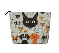 Trousse de maquillage avec imprimé poule et coq - Grande capacité - Pour voyage, usage quotidien, Chat et chien de dessin animé, One Size, Classique