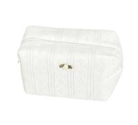 Trousse de maquillage avec imprimé roses, grande capacité, sac de rangement élégant, fermeture éclair, organiseur portable pour le shopping et les sorties en famille en plein air, Blanc, 18x12x10cm
