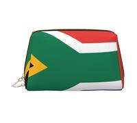 Trousse de maquillage avec imprimé serpent et fleur pour femme - Portable - En cuir - Fermeture éclair dorée, Drapeau Afrique du Sud., One Size, Trousse de maquillage