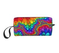 Trousse de maquillage avec imprimé tie-dye arc-en-ciel rouge, trousse de maquillage durable, sac de voyage, cadeau essentiel pour homme et femme, blanc, Taille unique