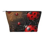 Trousse de maquillage avec imprimé tie-dye dansant, trapézoïdal, organiseur de voyage élégant, rangement pour beauté et cadeaux pour femmes et filles, Art Ladybug Tracks, Taille unique, Trousse de